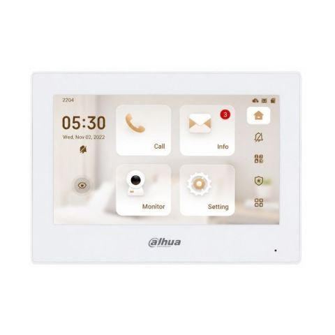 Monitor videointerfon IP Dahua, 7 inch touch, Wi-Fi, PoE, audio bidirectional, 6 intrari alarma, VTH2621GW-WP